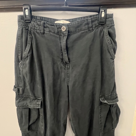 WOMENS COTTON ON CARGO DENIM TROUSERS, SIZE US 4, DARK GRAY - Picture 4 of 9